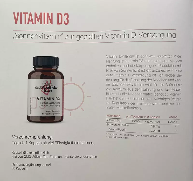 „Sonnenvitamin“ zur gezielten Vitamin D-Versorgung: VITAMIN D3